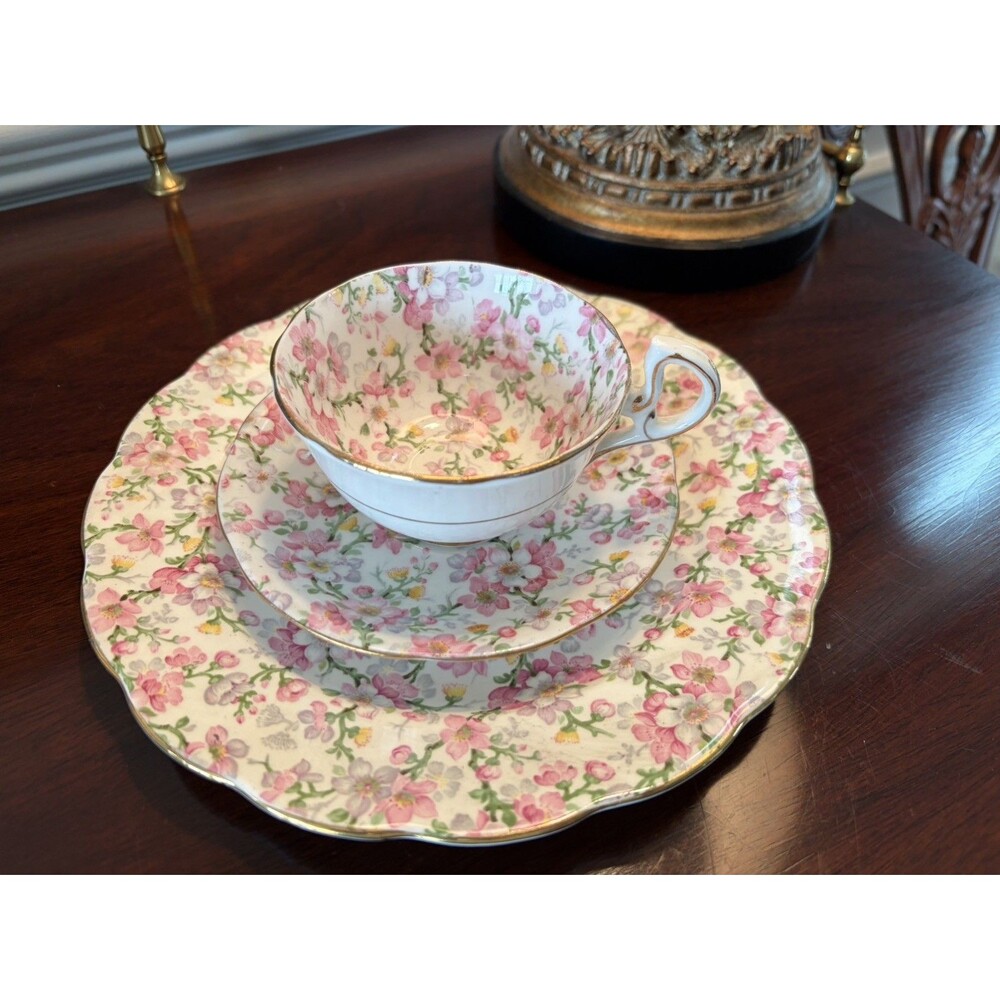 Royal Standard May Medley Tea Set Teacup Saucer Dessert Plate Bone China Vintage